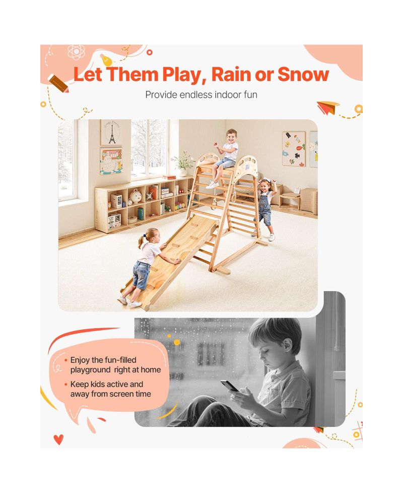 4-in-1 Wooden Indoor Jungle Gym