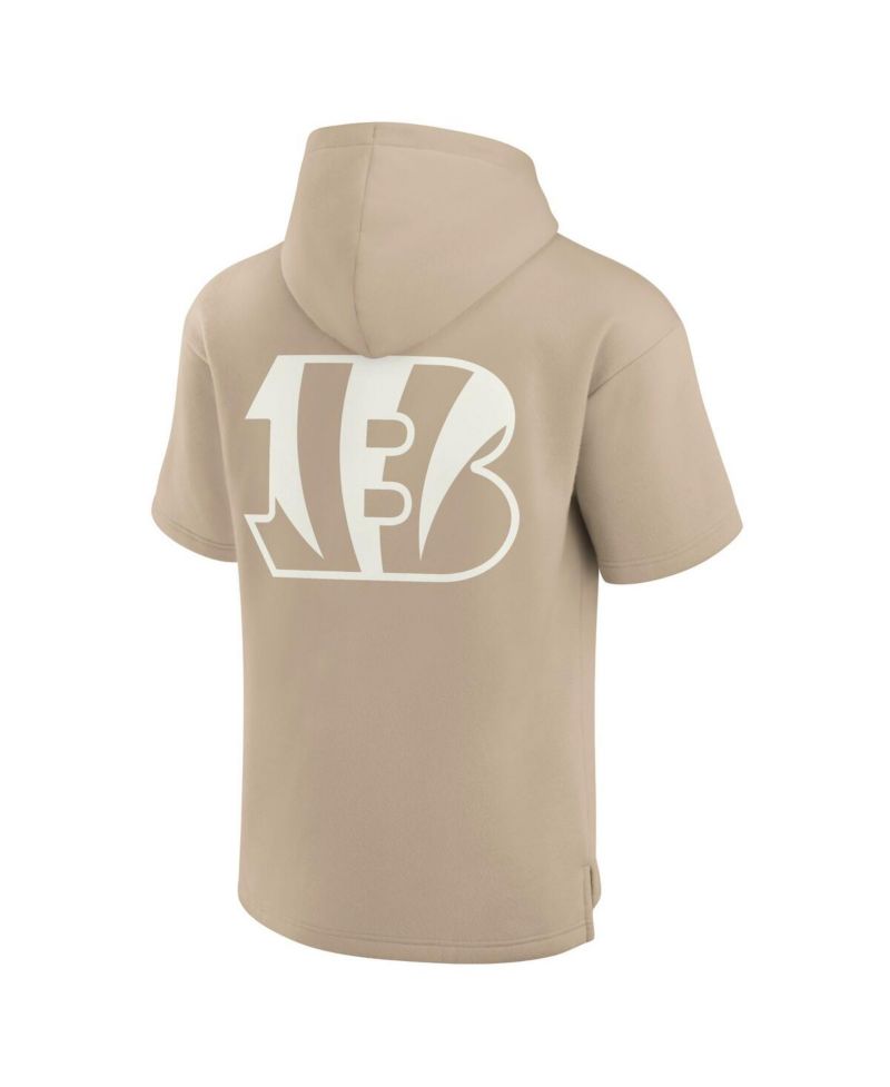 Men's and Women's Khaki Cincinnati Bengals Elements Super Soft Fleece Short Sleeve Pullover Hoodie