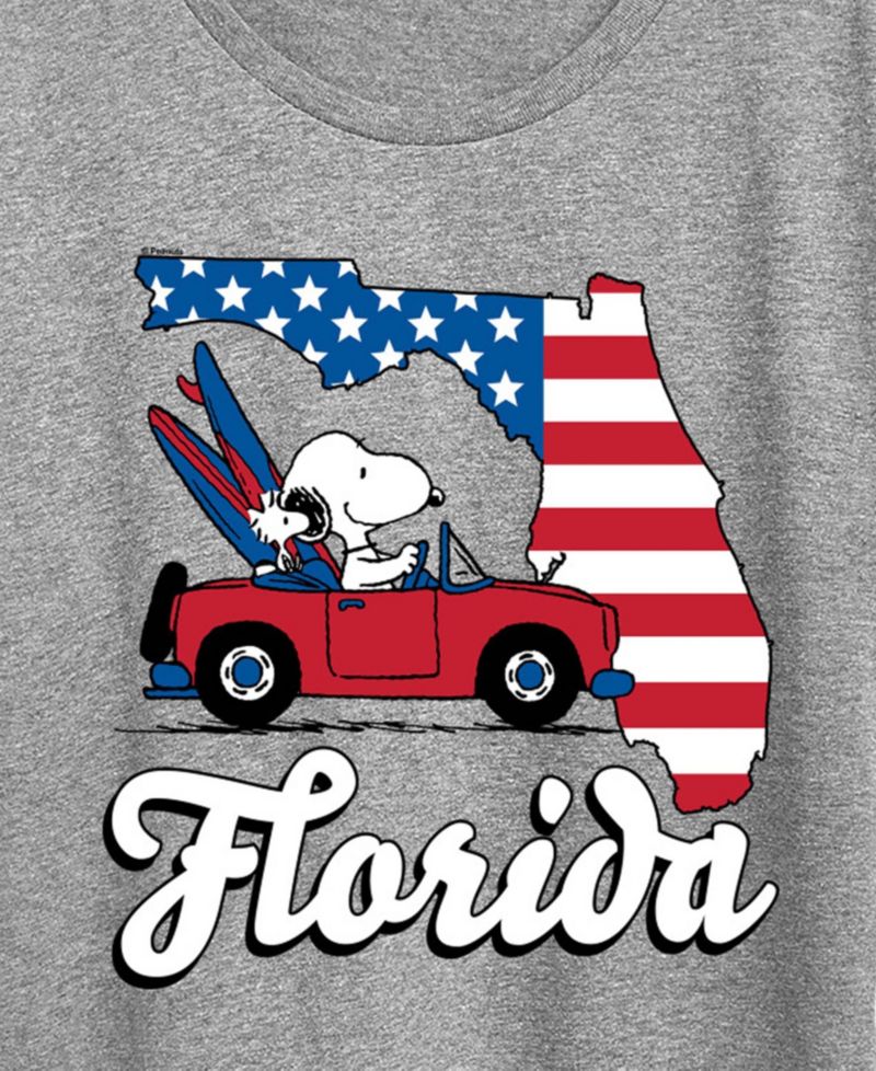 Plus Size Peanuts Florida Snoopy Woodstock Graphic Crewneck T-Shirt