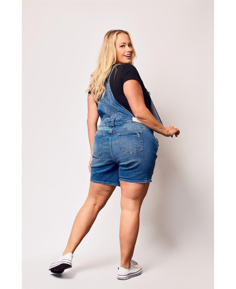 Plus Size Denim Short Overall