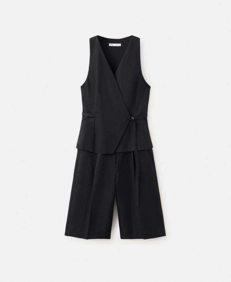 Women's Linen-Blend Wrap Jumpsuit