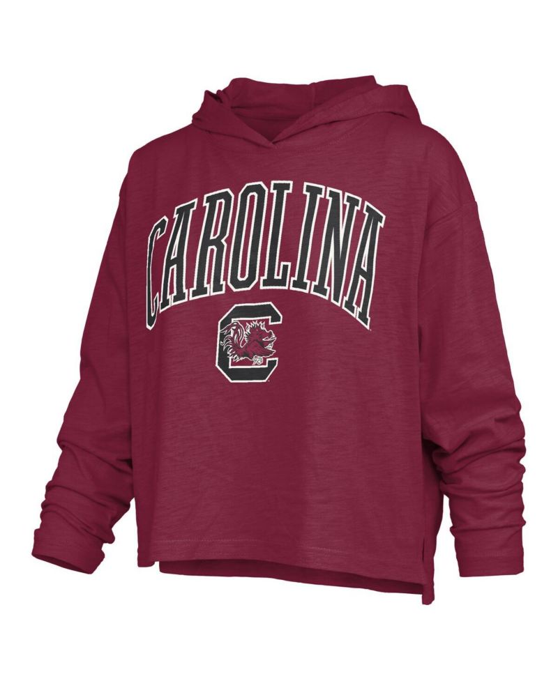 Women's Garnet South Carolina Gamecocks Nelson Arch Over Logo Long Sleeve Hooded Slub T-Shirt