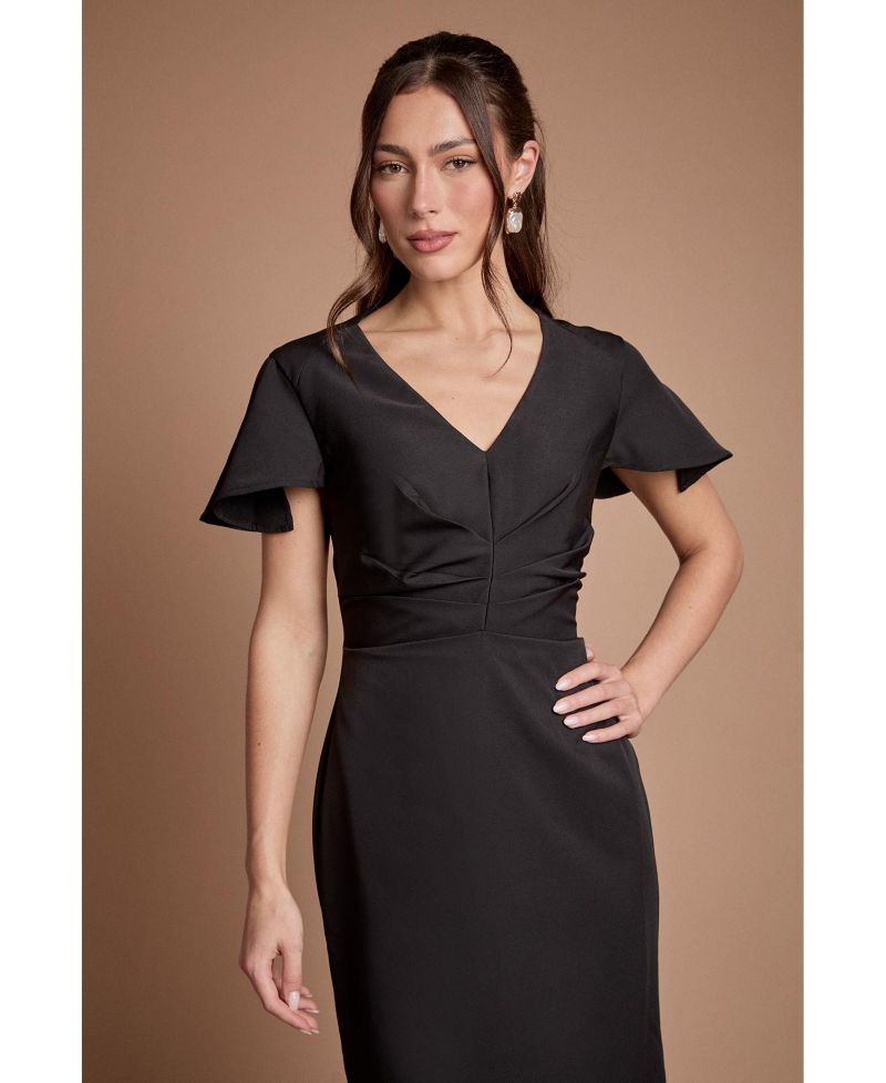 Women's Crepe V-Neck Maxi Dress