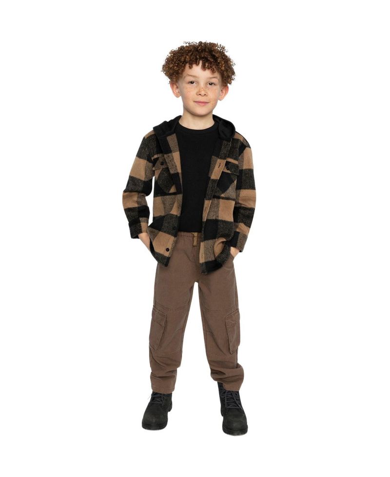 Little and Big Boy 6-12Y Flannel Shirt with Fleece Hood