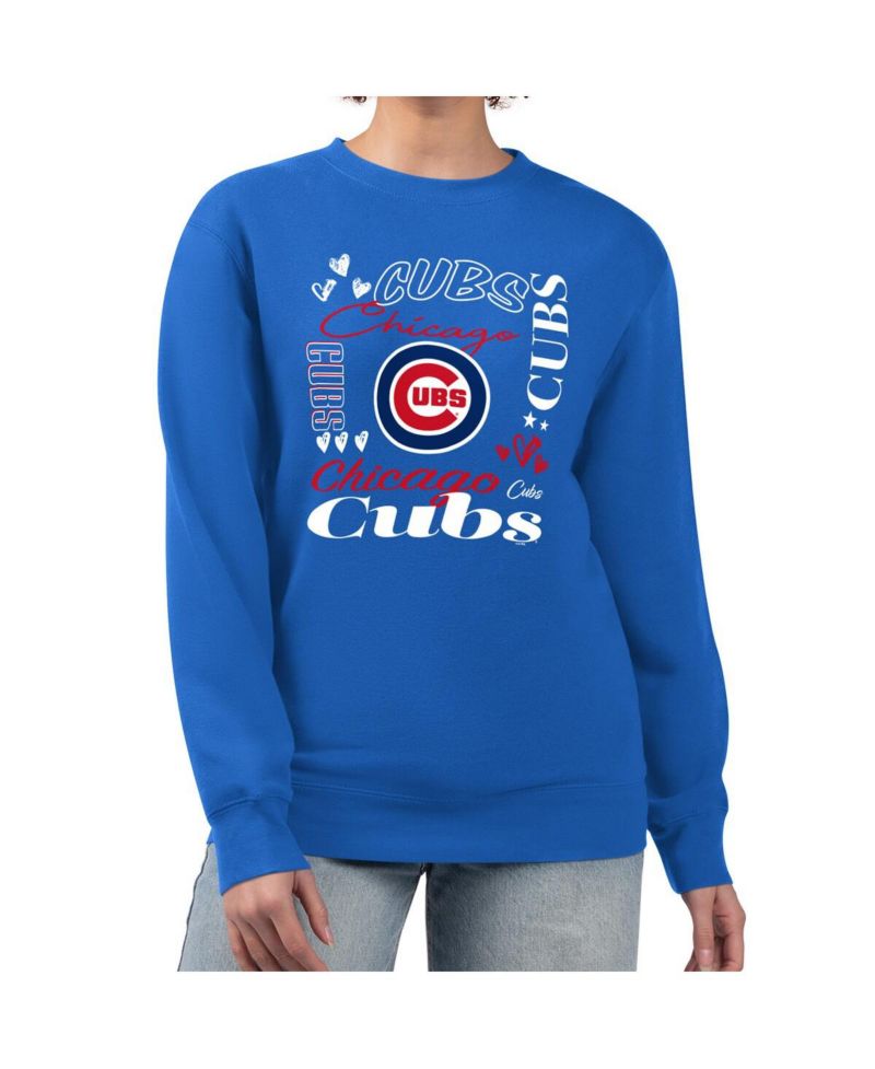 Women's Royal Chicago Cubs Collage Team Graphic Fleece Pullover Hoodie