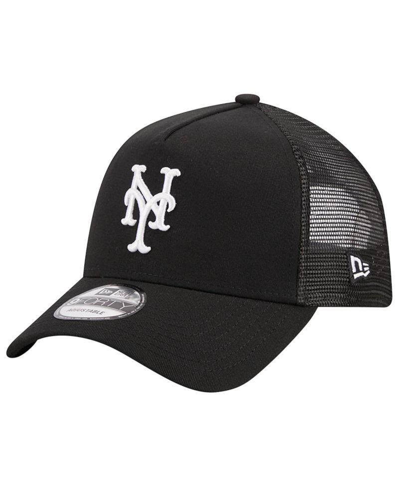 Men's Black New York Mets A-Frame 9FORTY Trucker Adjustable Hat