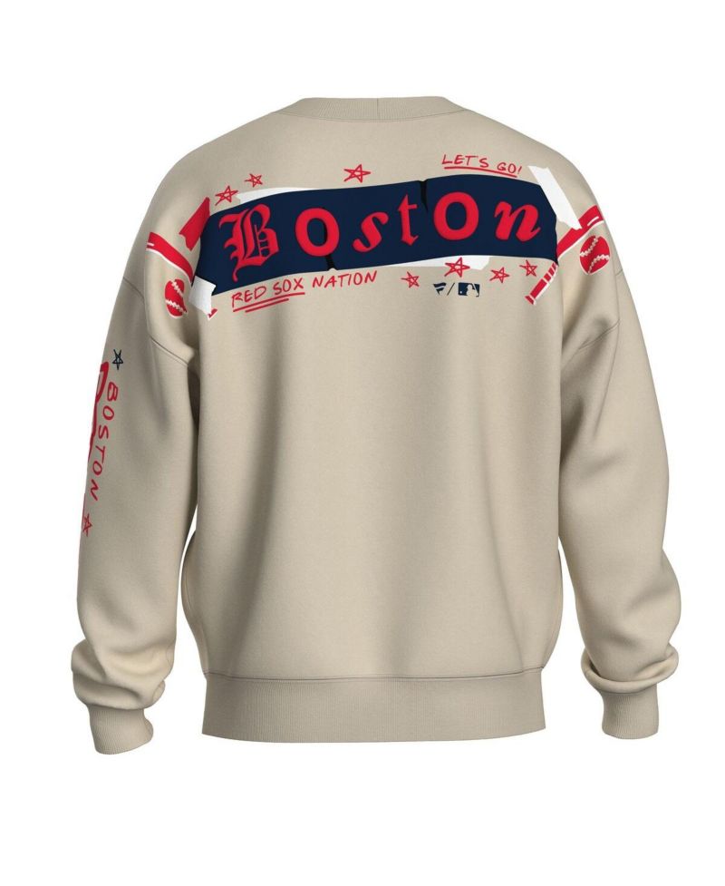 Women's Beige Boston Red Sox Graffiti Fleece Sweatshirt