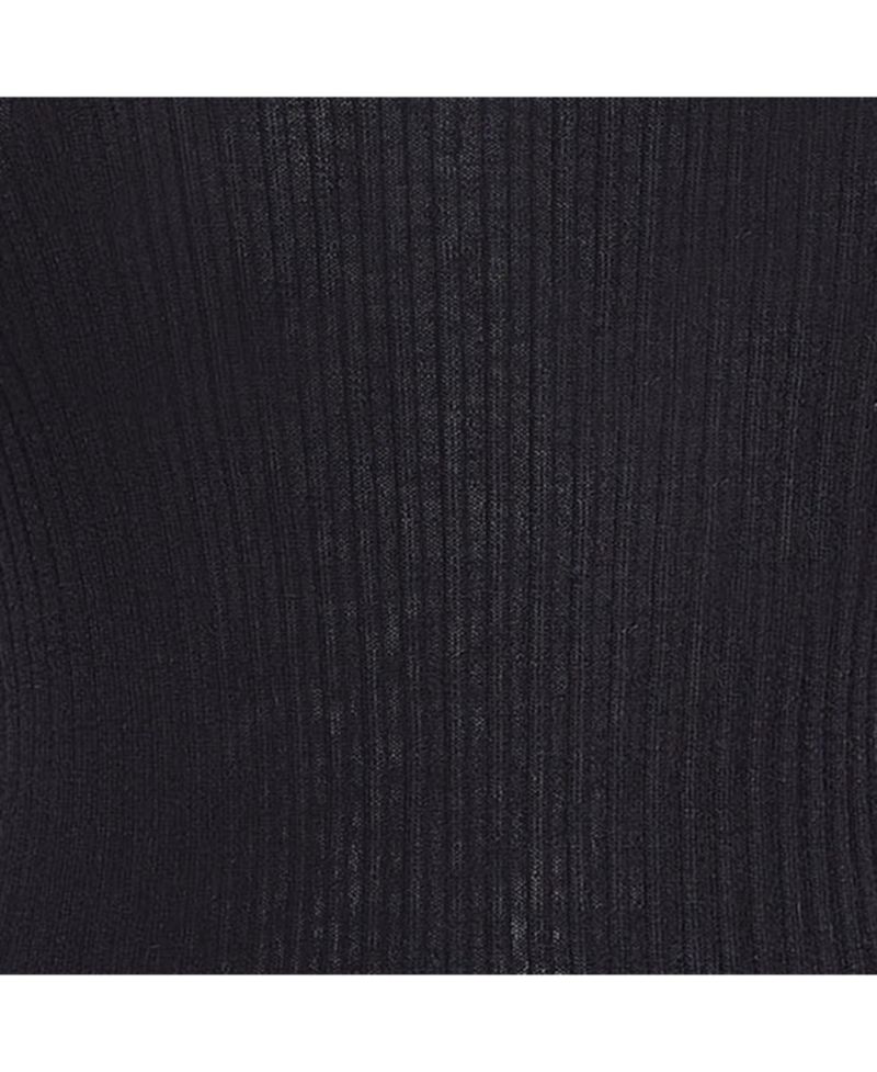 Women's Black Rib Knit Button Detail Sweater