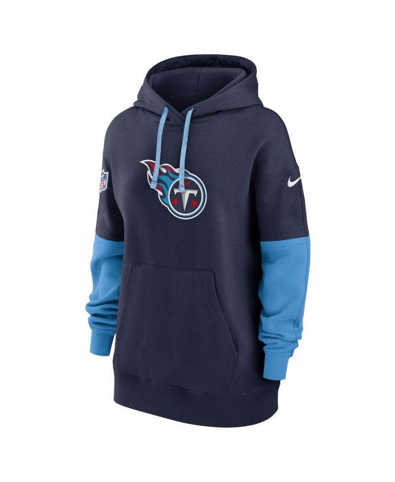 Women's Navy Tennessee Titans 2024 Sideline Essential Fleece Pullover Hoodie