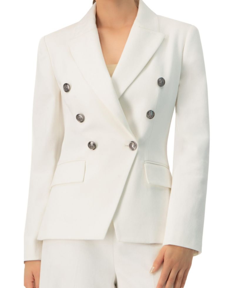 Women's Double-Breasted Blazer with Flap Pockets