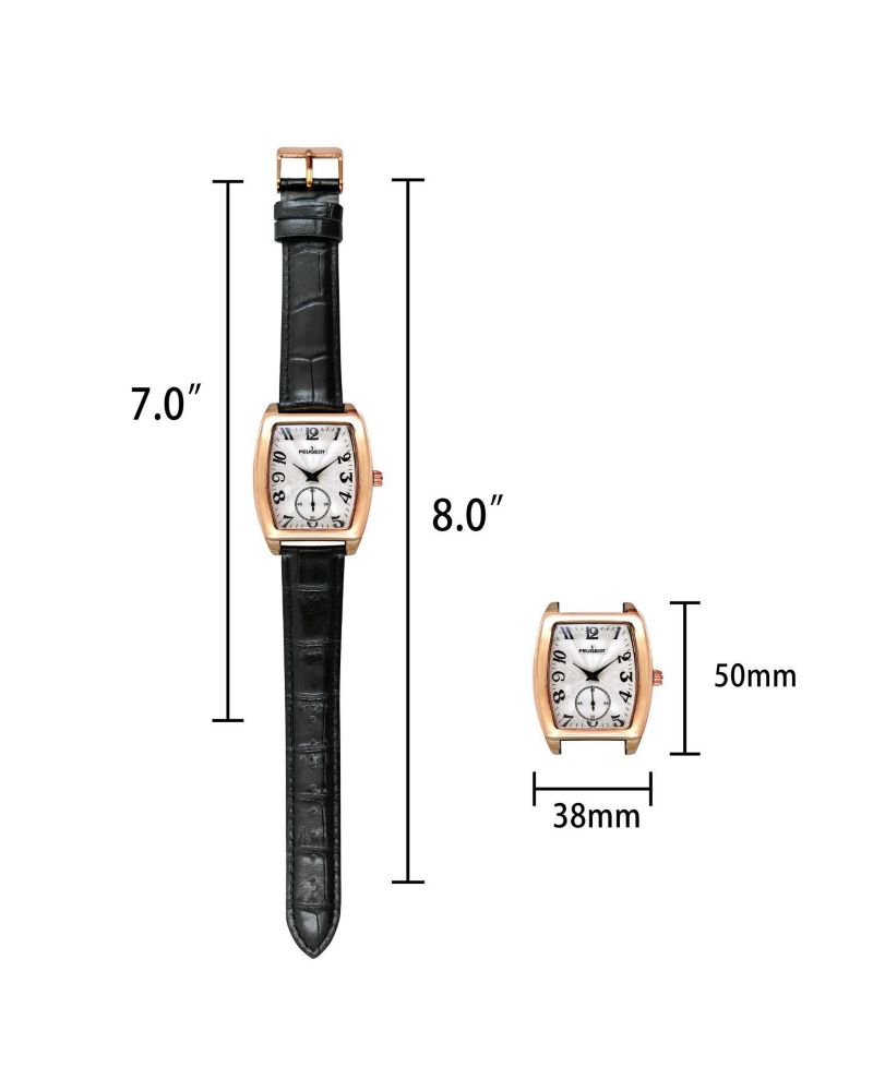 Men’s Vintage 49mm x 38mm Rose Gold Tonneau Shaped Watch with Black Leather Band