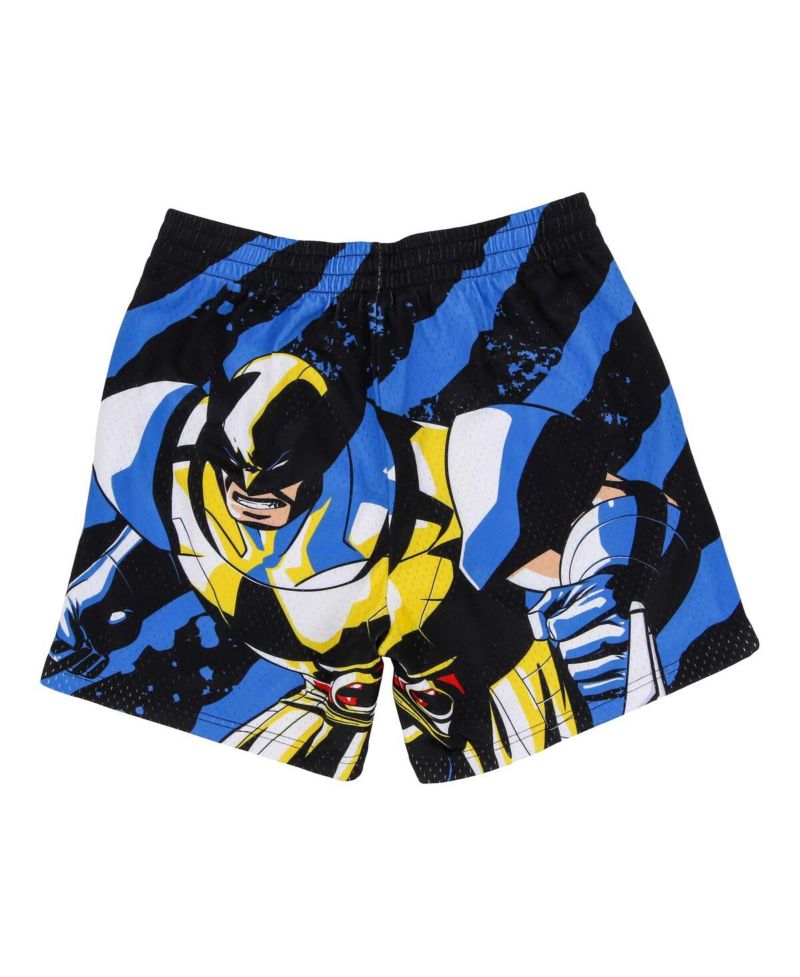 Men's Black Wolverine Comic Big Print Mesh Shorts