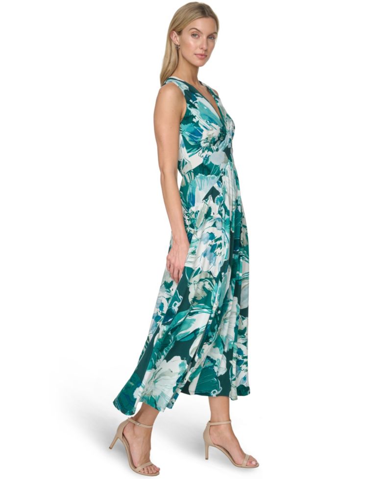 Women’s V-Neck Zip-Back Midi Dress