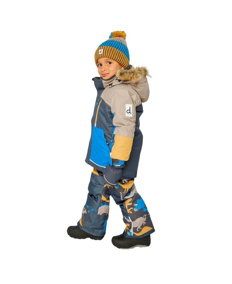Big Boys 6-16 Two Piece Play Snowsuit Colorblock with Dinosaur Print Pants