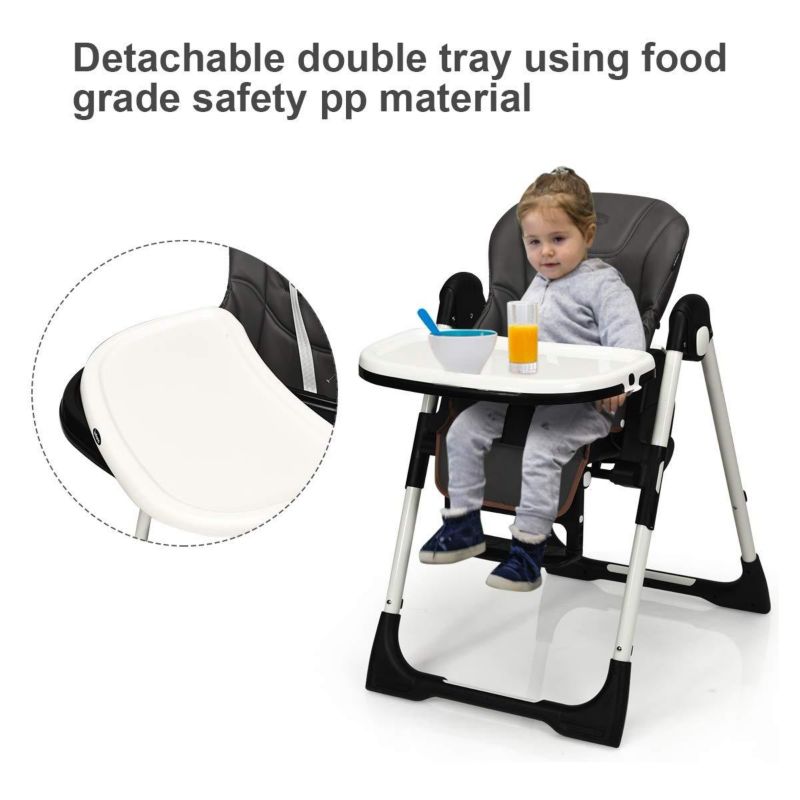 Foldable Baby High Chair with Adjustable Height and Recline