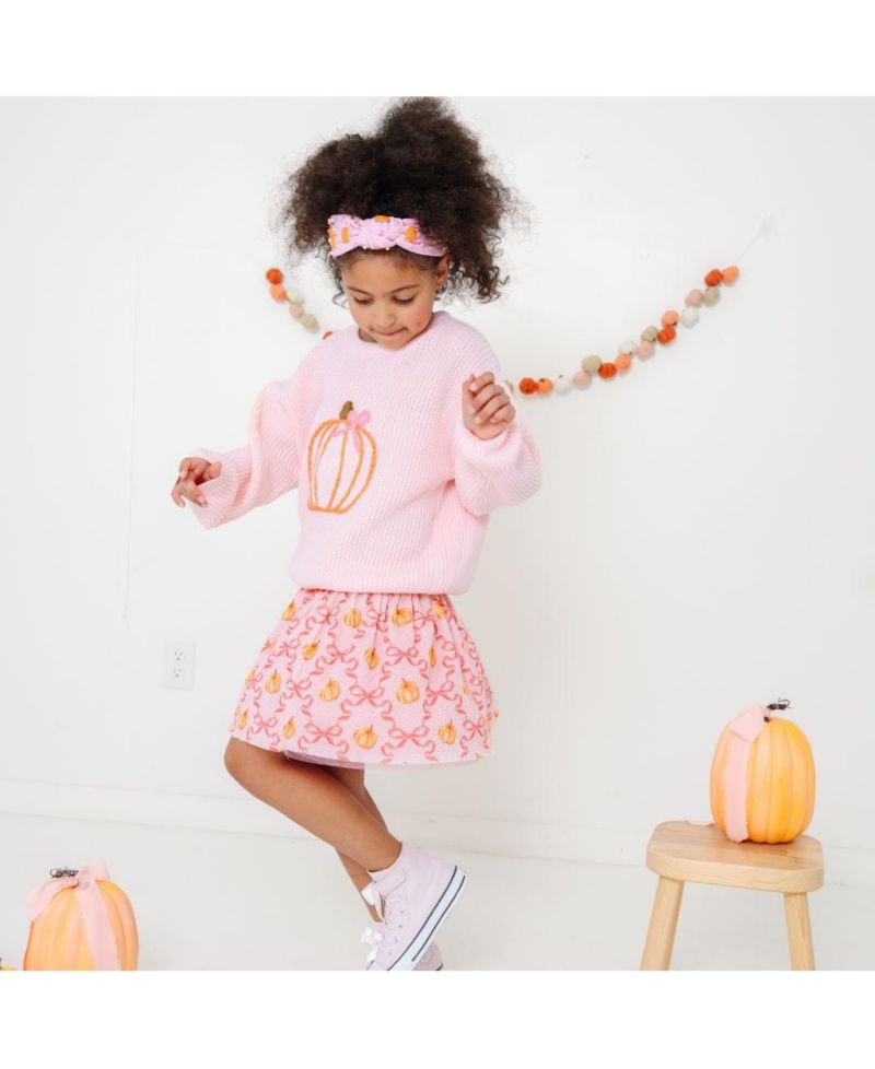 Little and Big Girls Pumpkin Trellis Tutu Skirt
