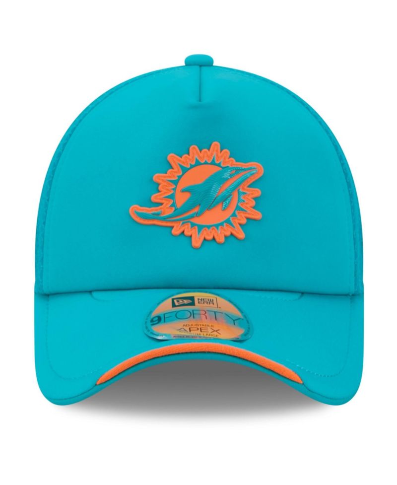 Men's Aqua Miami Dolphins 2026 Sideline Apex 9FORTY Adjustable Trucker Hat