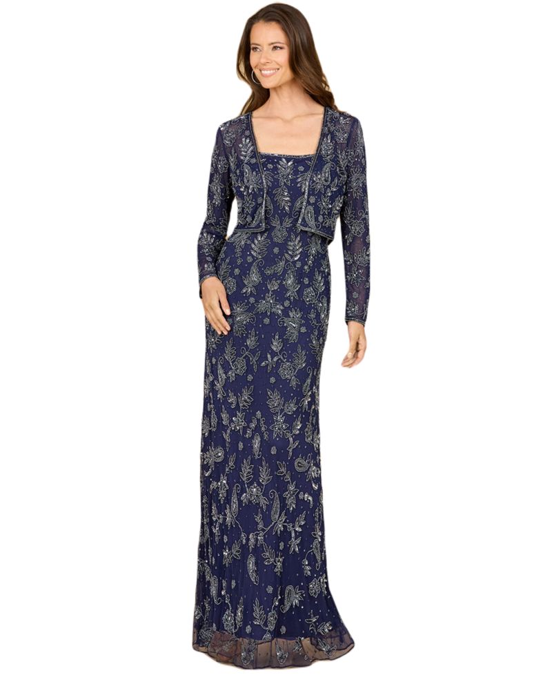 Women's Sheath Gown with Long Sleeve Jacket