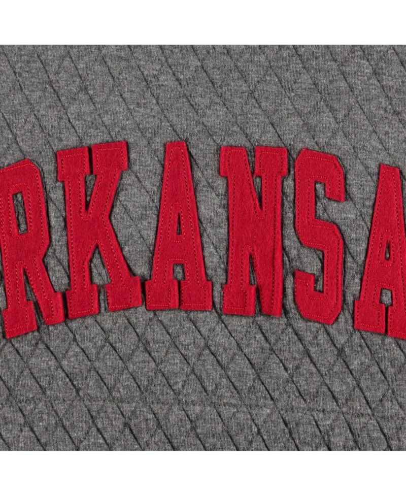 Women's Heather Charcoal Arkansas Razorbacks Moose Quilted Pullover Sweatshirt