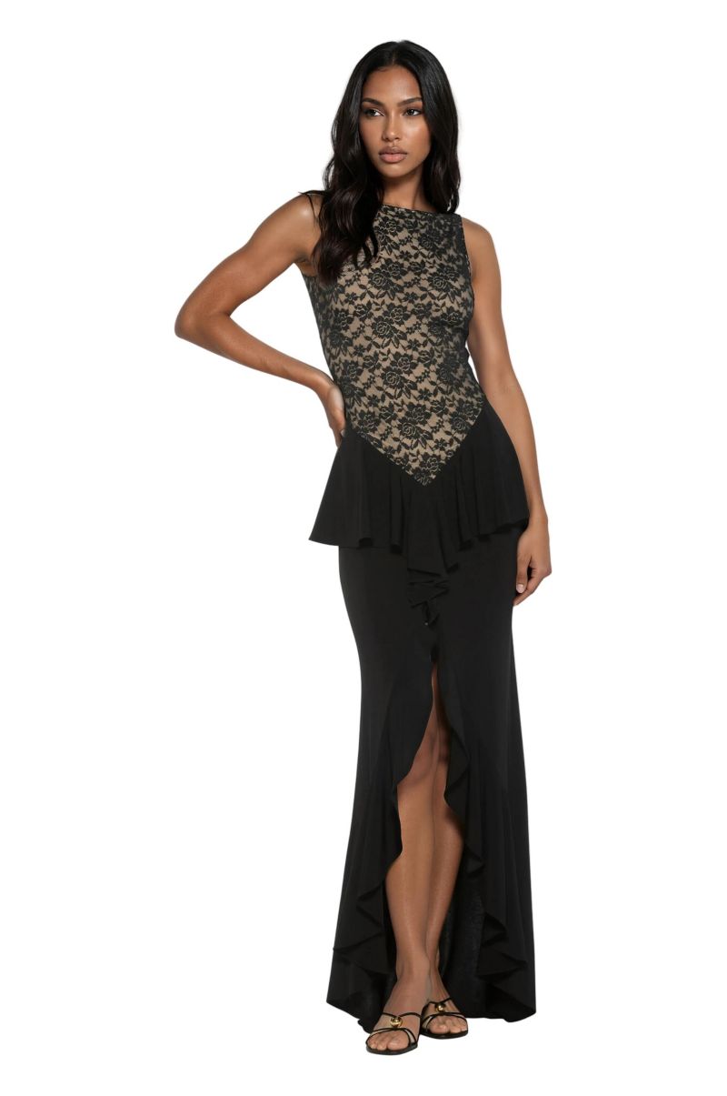 Women's Perrin Boatneck Ruffle Gown