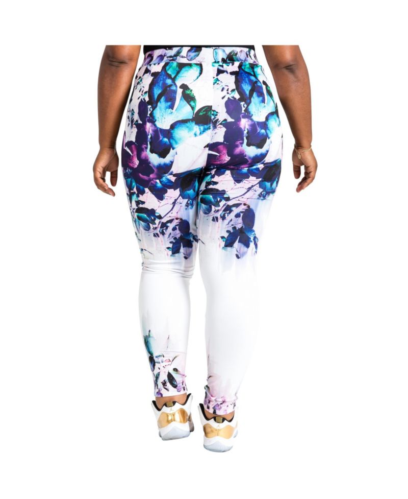 Women's Plus Size Curvy Fit Active Floral Print Poly Tricot Legging