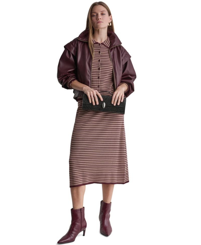 Women's Plaid Collared Long-Sleeve Cardigan