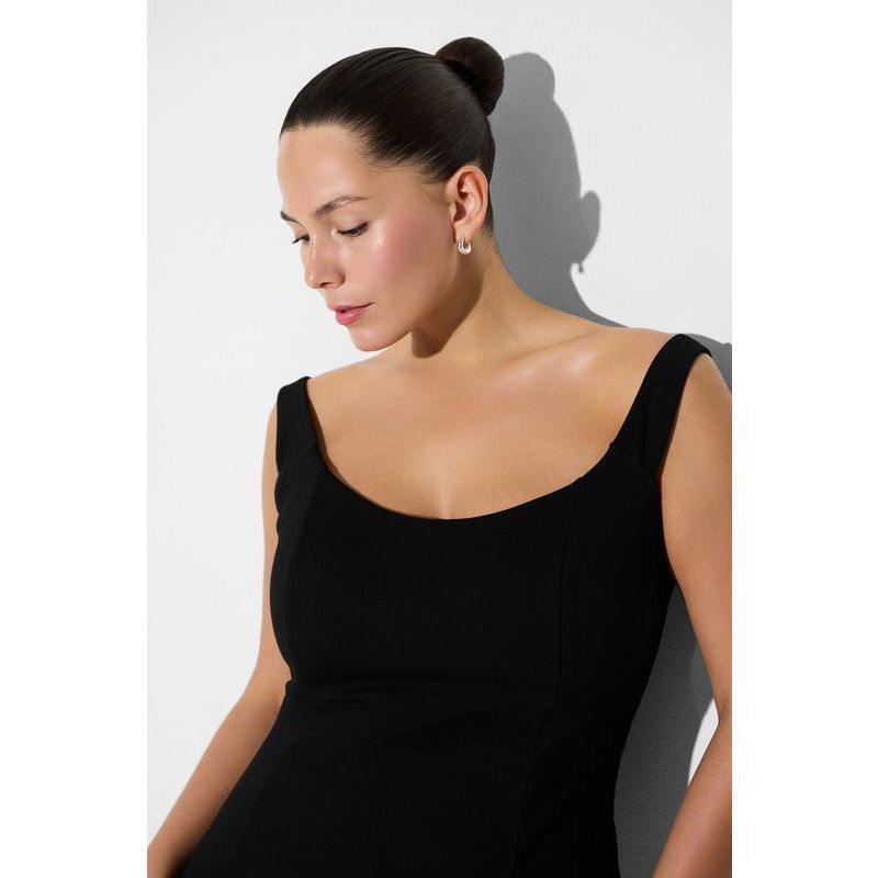 Women's Eliana Slit Sleeveless Off-Shoulder Boat-Neck Fitted Midi Dress