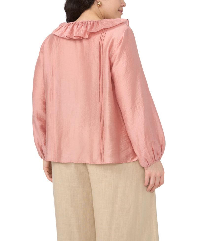 Plus Size Ruffle V-Neck Top
