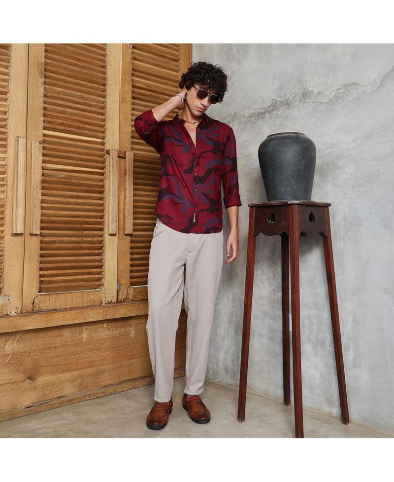 Men's Crimson Red Flowing Vines Shirt