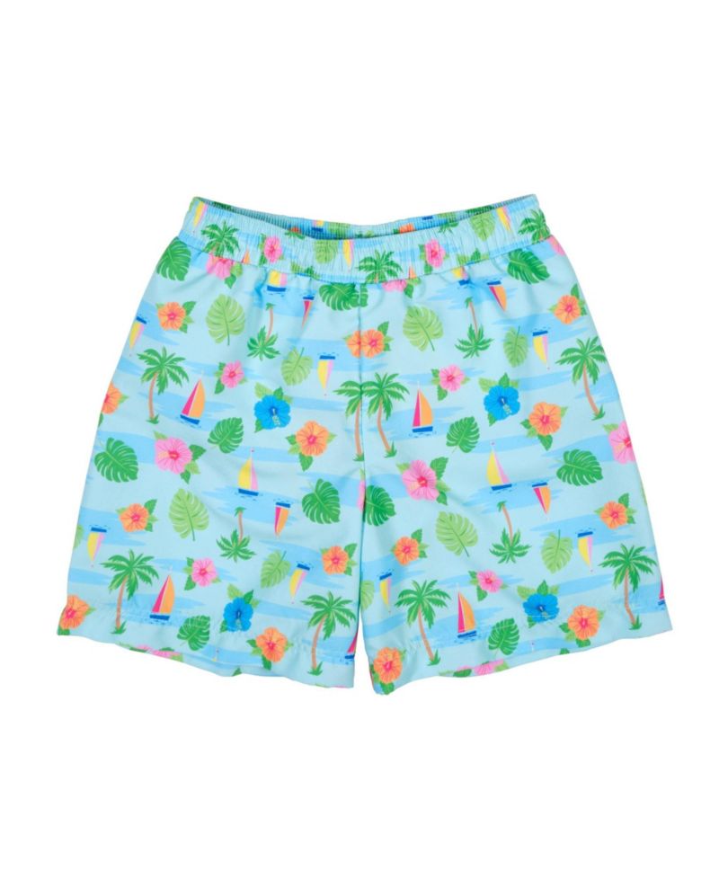 Big Boys Tropical Print Swim Trunk