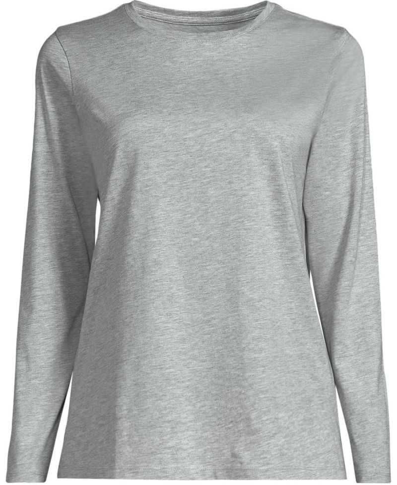 Plus Size Supima Cotton Long Sleeve Crewneck T-Shirt