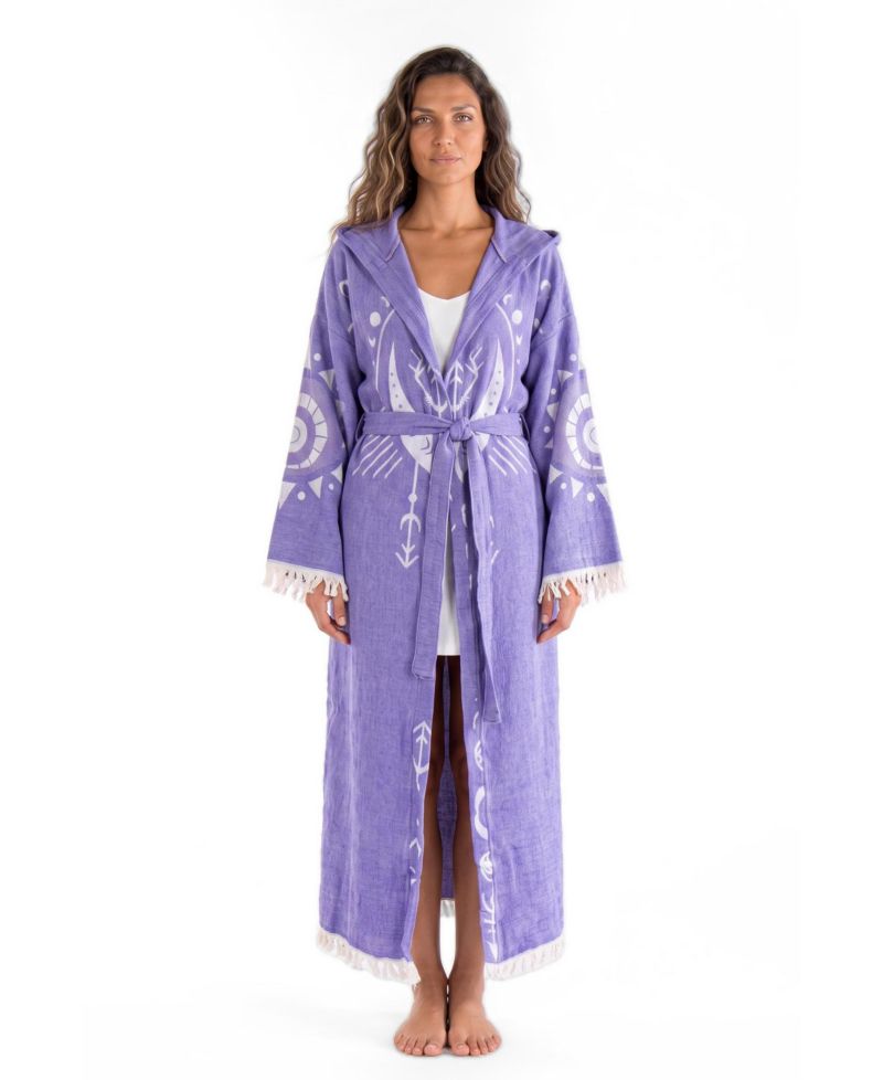 Women's Luna Handwoven Jacquard V-Neck Beach Cover-Up Robe