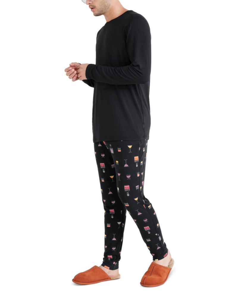 Men's Snooze Relaxed-Fit Heathered Long-Sleeve Sleep T-Shirt