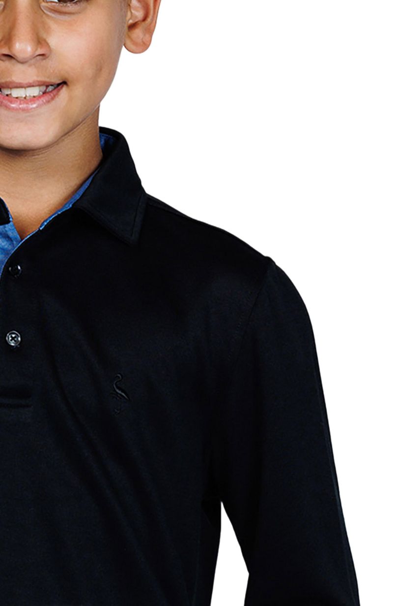 Big Boys Solid Modal Long Sleeve Polo Shirts