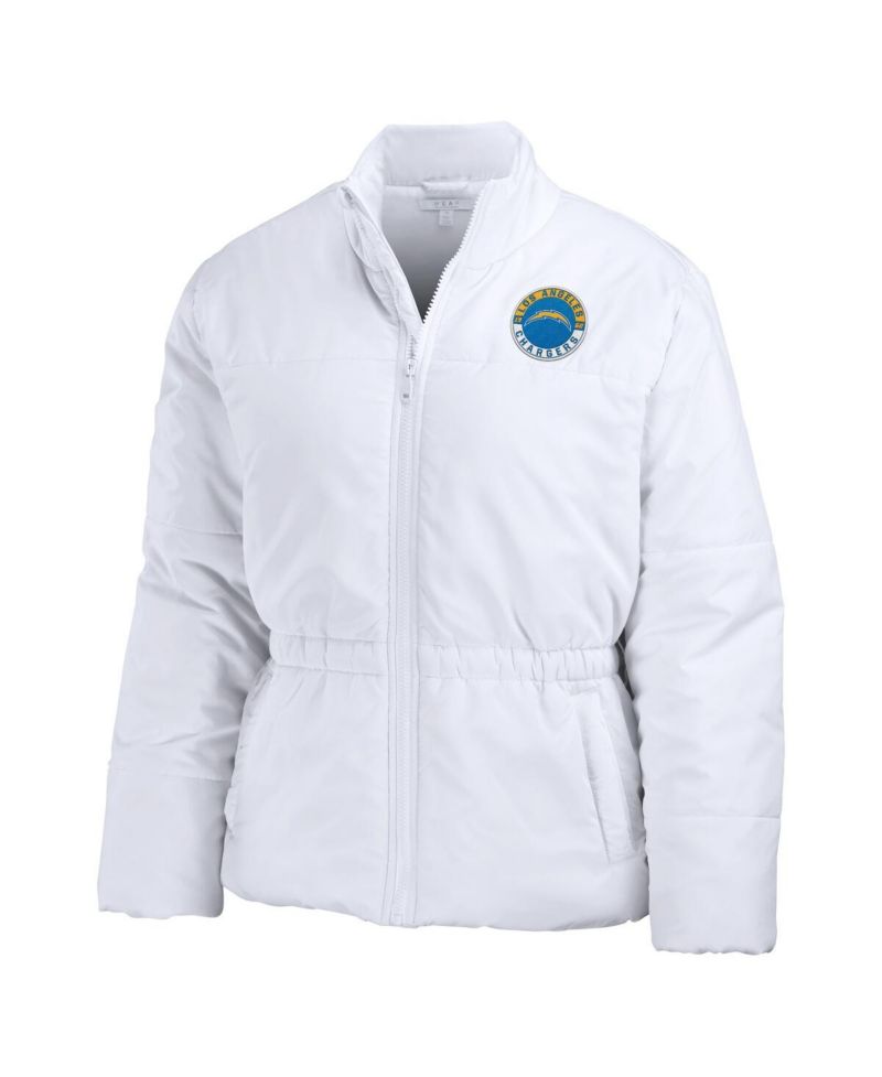 Women's White Los Angeles Chargers Packaway Full-Zip Puffer Jacket