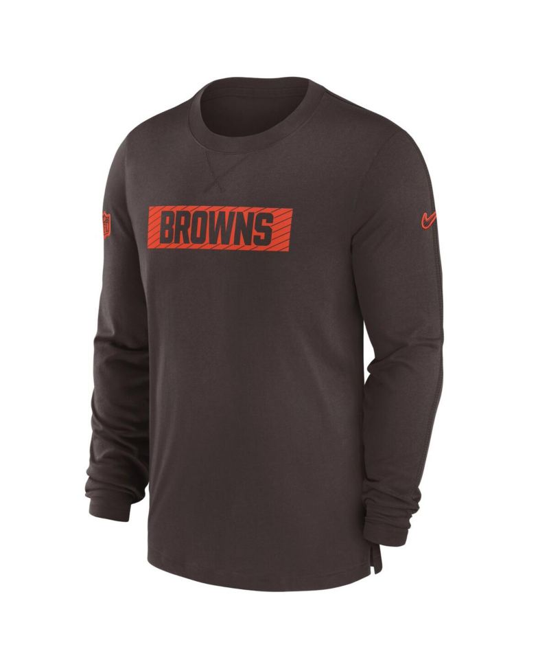 Men's Brown Cleveland Browns Sideline Player Performance Long Sleeve T-Shirt