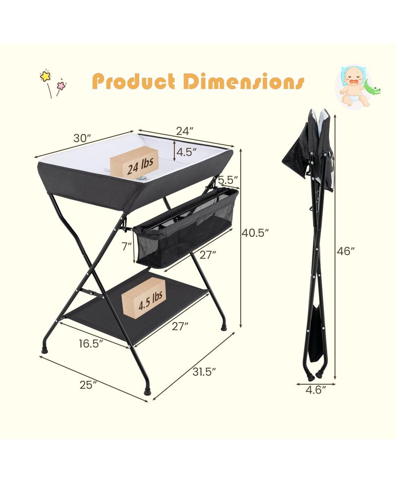 Baby Storage Folding Diaper Changing Table
