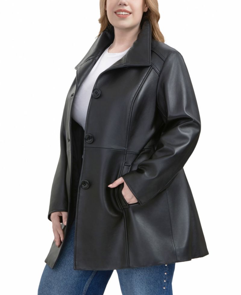 Plus Size Sarai Leather Coat