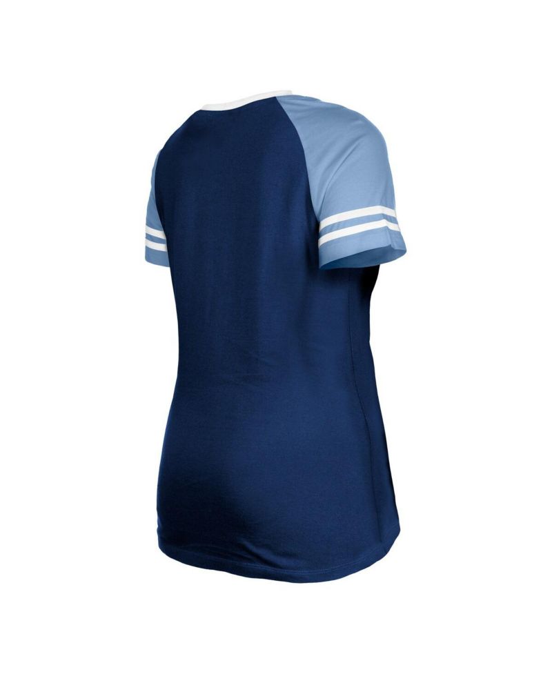 Women's Navy Tennessee Titans Raglan Lace-Up T-shirt
