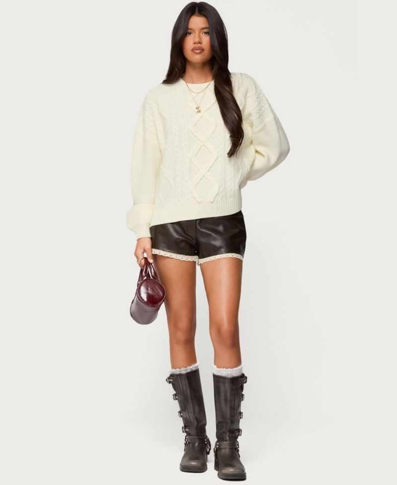 Women's Braided Cable Knit Oversized Sweater