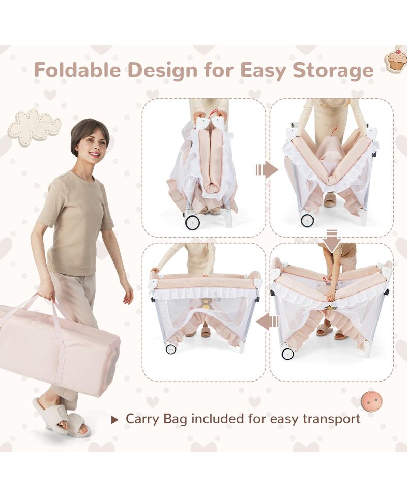 Convertible Baby Bassinet with Changing Table and Mesh Net