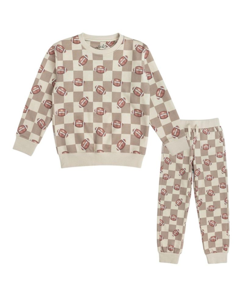 Baby Boys Football Checkered Sweatshirt and Jogger Set