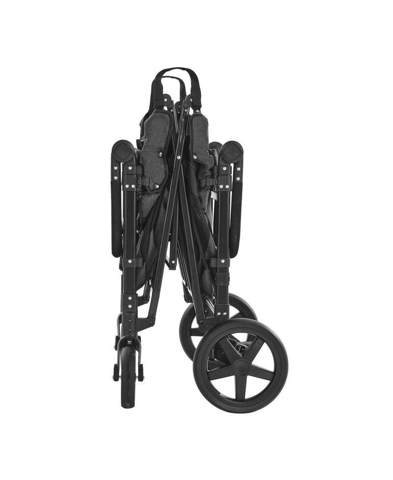 4-Kid Wagon Stroller, Collapsible Push/Pull Cart with Canopy, Safety Harnesses & Adjustable Handle, 330lb Capacity