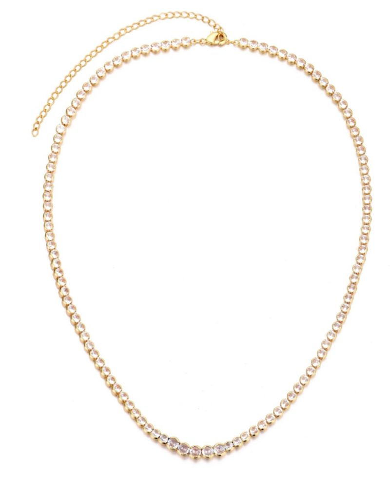 Gold Crystal Bezeled Tennis Necklace