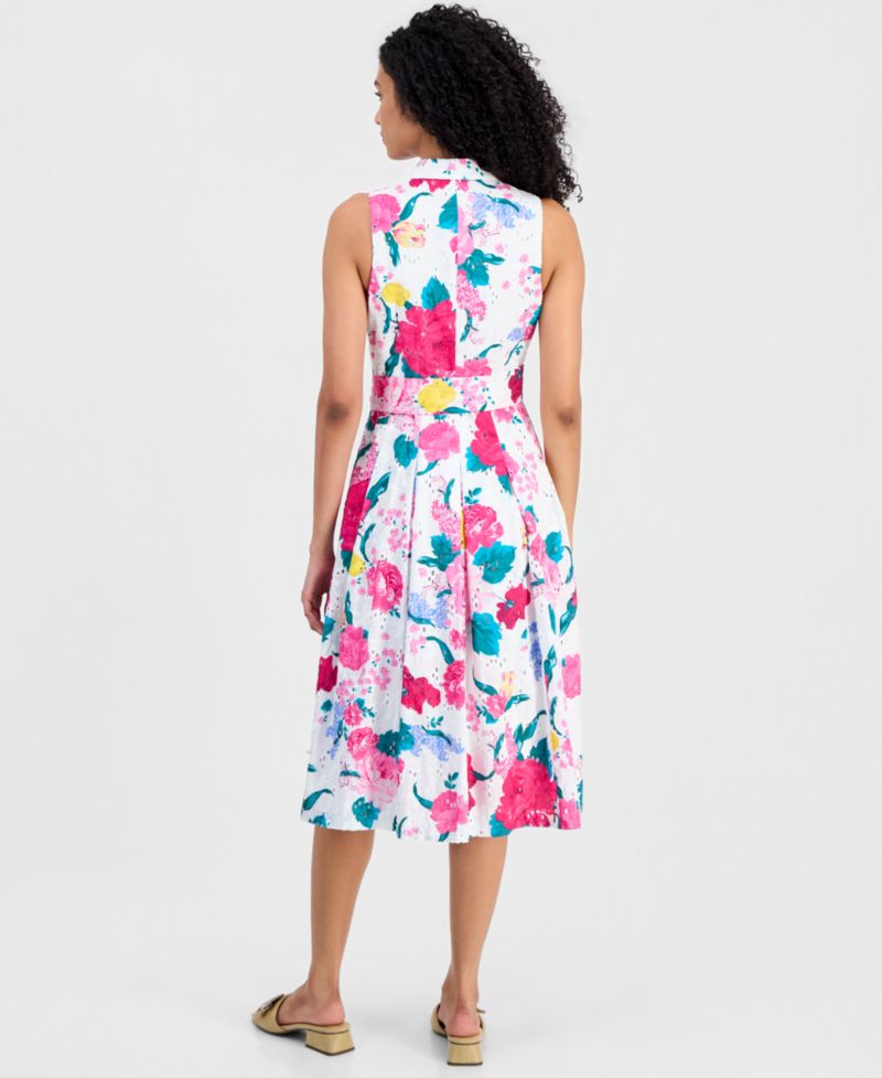 Petite V-Neck Notch Collar Printed Wrap Dress