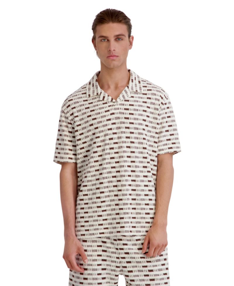 Men's Print Short-Sleeve Johnny Collar Polo Shirt