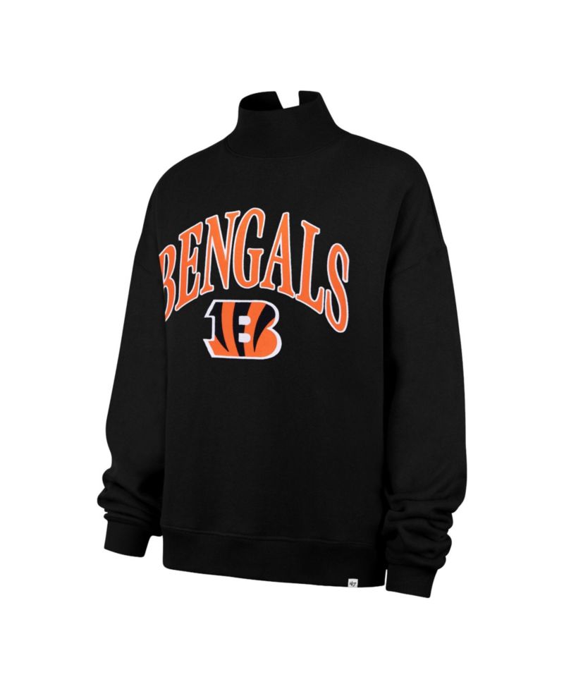 Women's '47 Black Cincinnati Bengals Oversized Vantage Mock Neck Sweatshirt