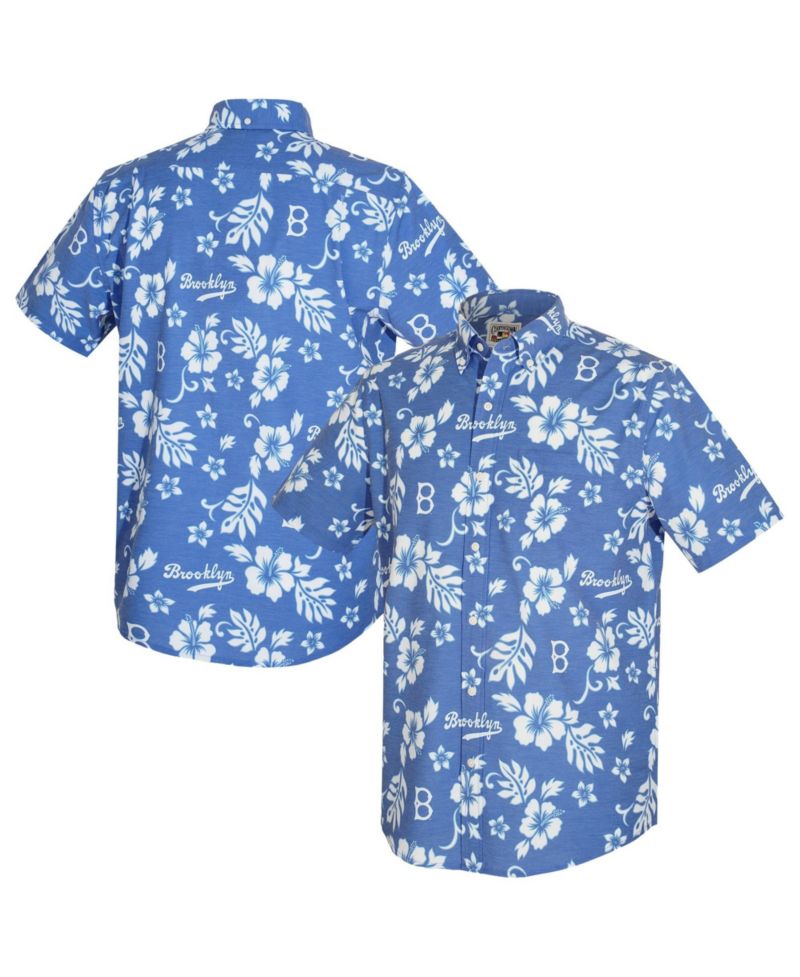 Men's Blue Brooklyn Dodgers Cooperstown Kekai Performance Button-Down Tri-Blend Shirt