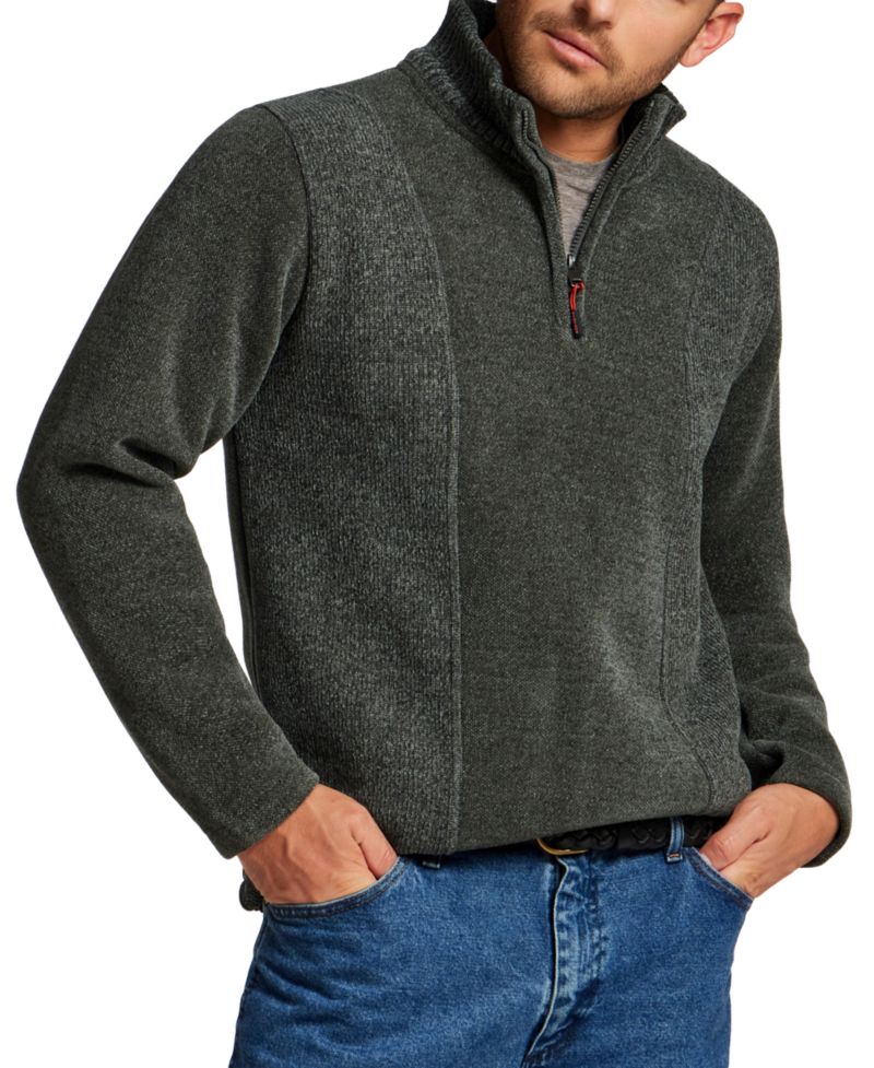 Men's Chenille Elastic Drawcord Quarter-Zip Sweater