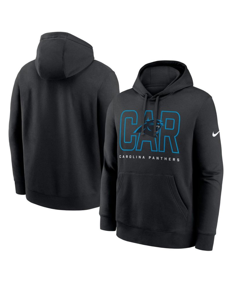 Men's Black Carolina Panthers Busted Play Club Fleece Pullover Hoodie